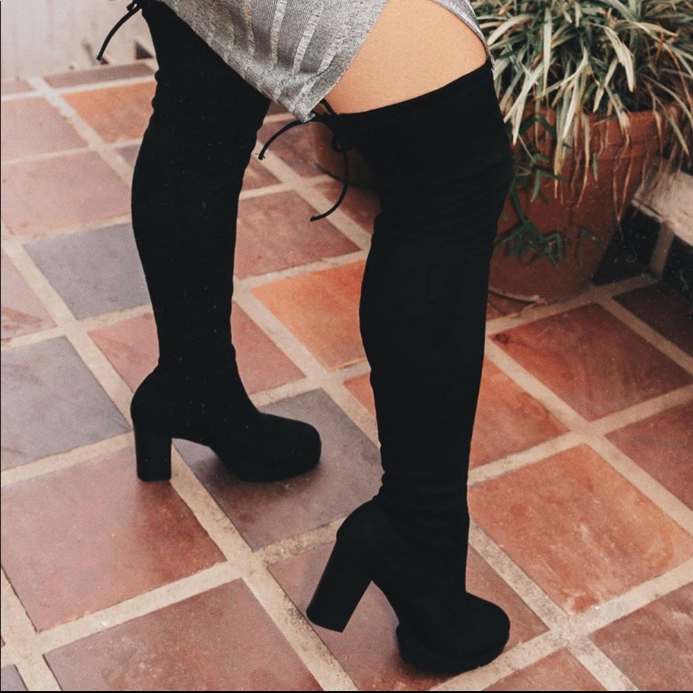 Over-the-Knee Black Platform Heel Boots - Picture 2 of 5